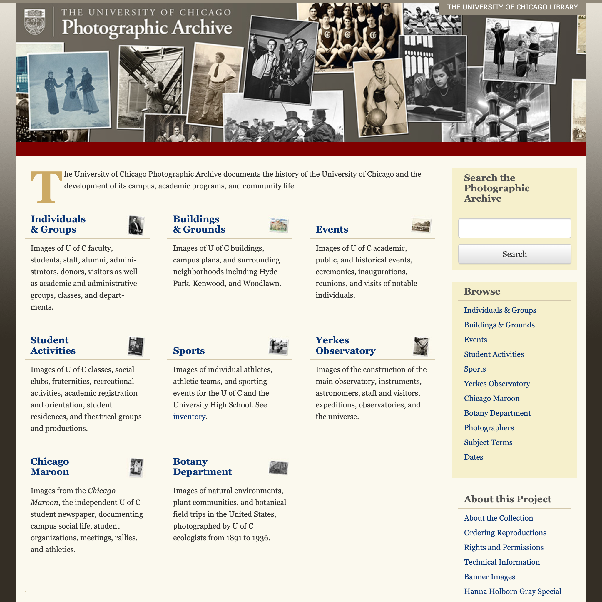 Photographic archive homepage.